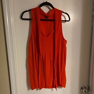 Theory Vibrant Orange/red Sleeveless Blouse SILK L